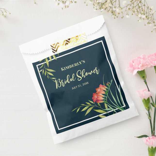 Bridal Shower Orange Crocosmia Watercolor Painting Favour Bags (Sealed)