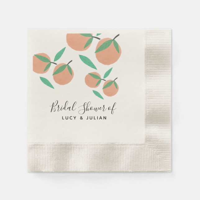 Bridal Shower Oranges Hand Drawn Botanical Napkin (Front)