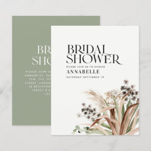 Bridal shower pampas eucalyptus sage green modern