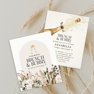 Bridal shower pampas grass champagne brunch bubbly flyer