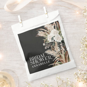 Bridal shower pampas grass modern black favour bags