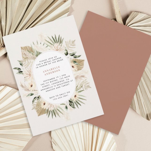 Bridal shower pampas grass modern boho elegant invitation (Creator Uploaded)