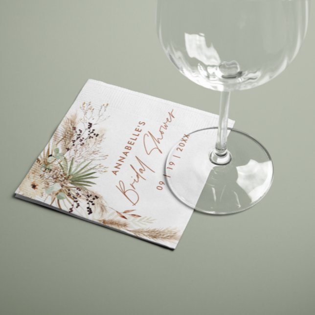 Bridal shower pampas grass modern boho elegant nap napkin (Creator Uploaded)