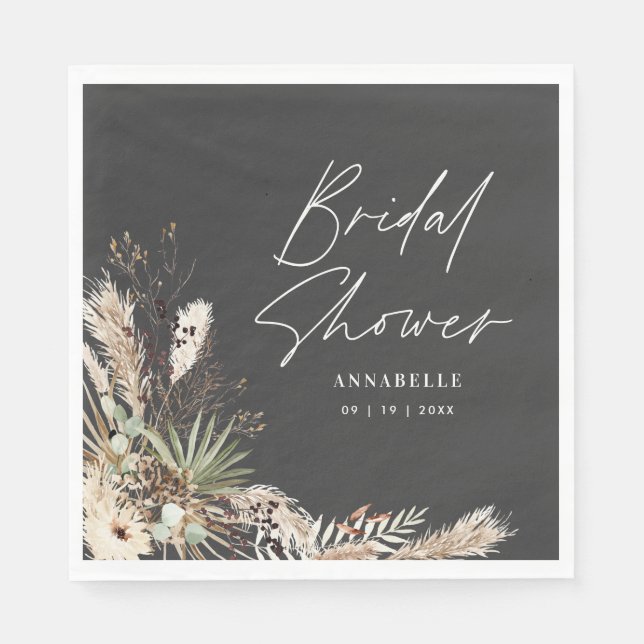 Bridal shower pampas grass modern boho elegant nap napkin (Front)
