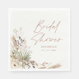 Bridal shower pampas grass modern boho elegant napkin