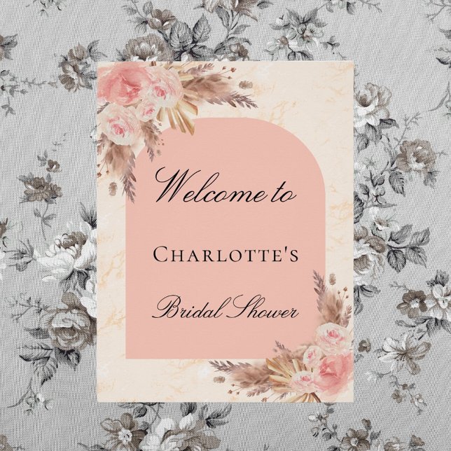 Bridal shower pampas grass rose gold blush arch poster (Creator Uploaded)