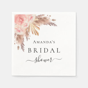 Bridal Shower pampas grass rose gold floral Napkin