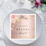 Bridal Shower pampas grass rose gold flowers Napkin<br><div class="desc">For an elegant and modern bridal shower. A rose gold faux metallic looking background. Decorated with rose gold,  pink florals,  pampas grass and glitter dust  Personalise and add a name.</div>