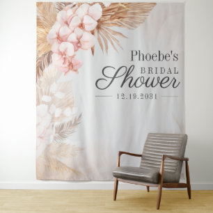 Bridal Shower Pampas Grass Tan Rustic Floral Tapestry