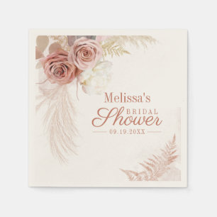 Bridal Shower Pampas Grass Terracotta Paper Napkin