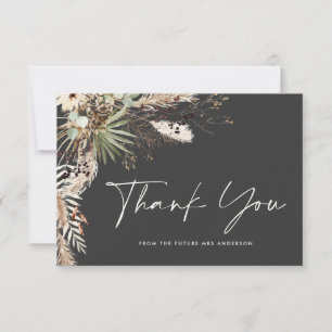 Bridal shower pampas modern black thank you invitation