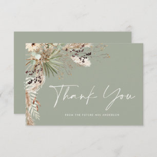 Bridal shower pampas modern sage green thank you invitation