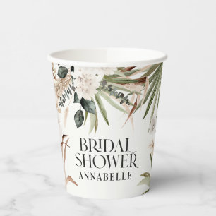 Bridal shower pampas natural modern party favour paper cups