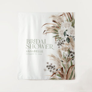 Bridal shower pampas sage green modern elegant tapestry