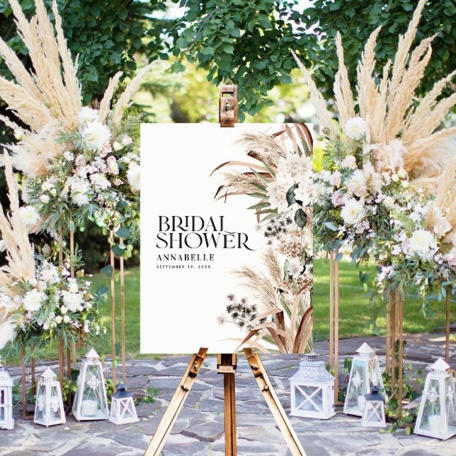 Bridal shower pampas welcome modern boho party poster (Creator Uploaded)
