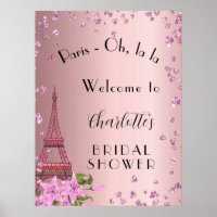 Bridal Shower Paris eiffel tower pink welcome
