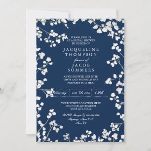 Bridal Shower Party Baby's Breath Flower Wreath Invitation