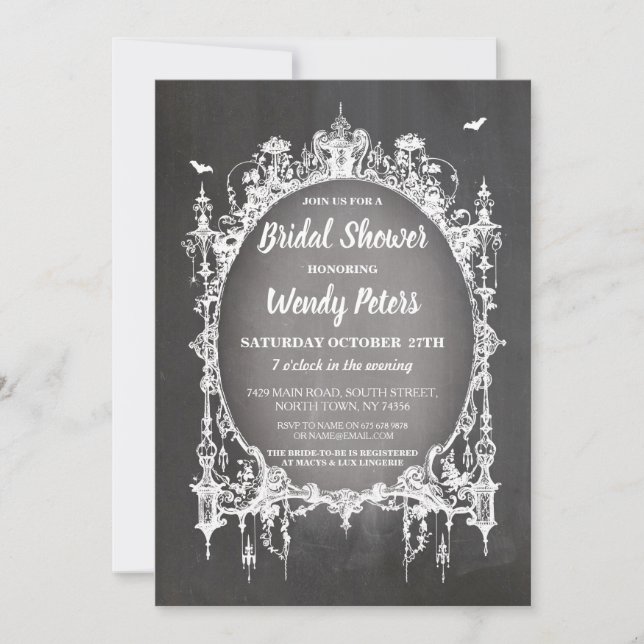 Bridal Shower Party Gothic Frame Halloween Invite (Front)