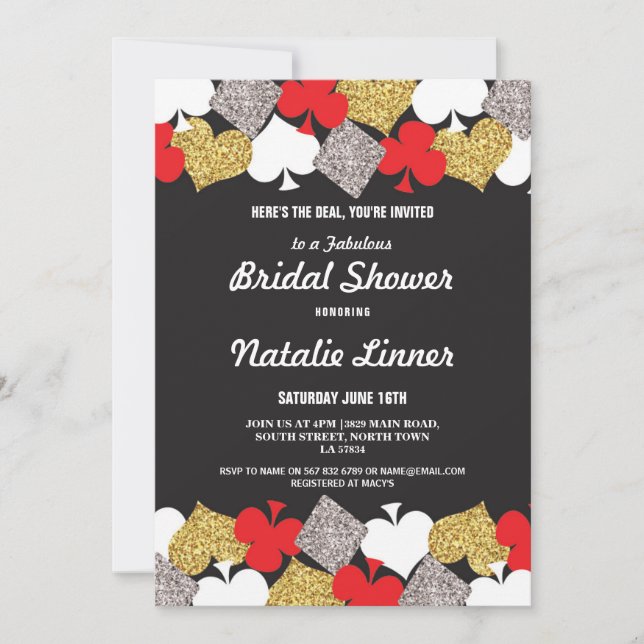 Bridal Shower Party Las Vegas Casino Royale Invite (Front)