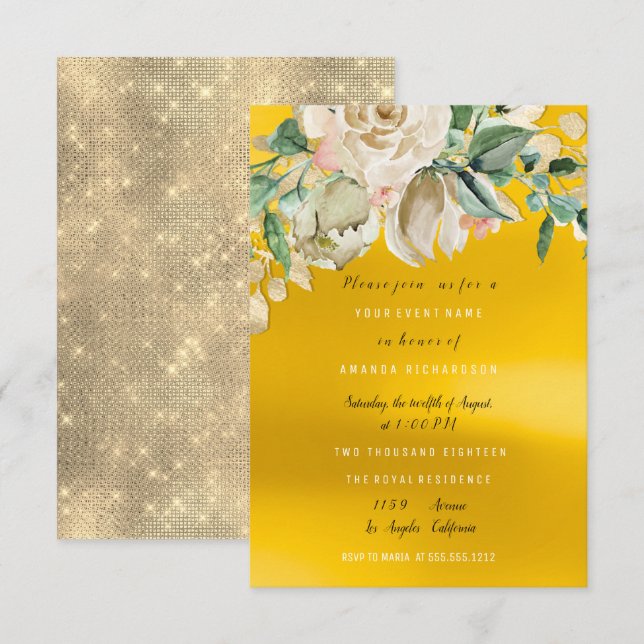 Bridal Shower Party Rose Painted Flower Watercolor Invitation (Front/Back)