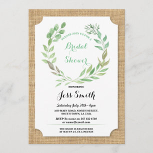 Bridal Shower Party Rustic Burlap Leaves Invite
