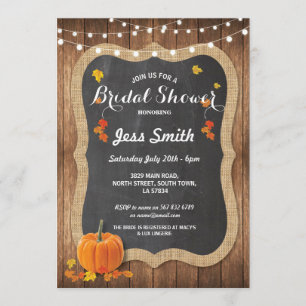 Bridal Shower Party Rustic Chalk Pumpkin Invite