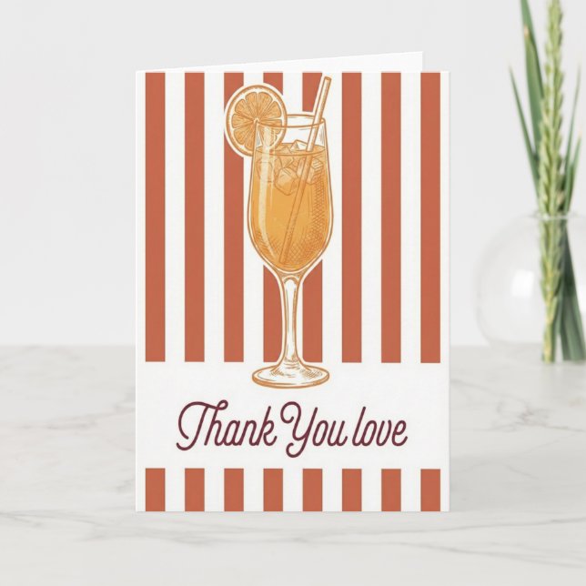 Bridal Shower Party Thank You Love Cocktail Chic Card (Front)