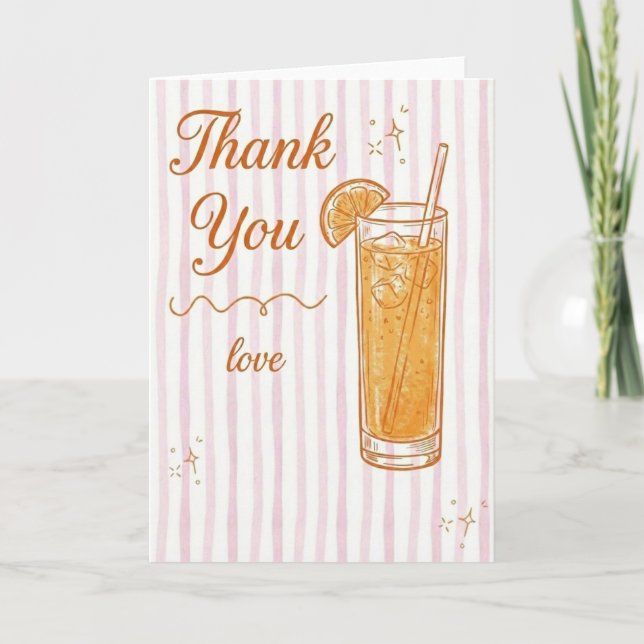 Bridal Shower Party Thank You Love Cocktail Chic Card (Front)
