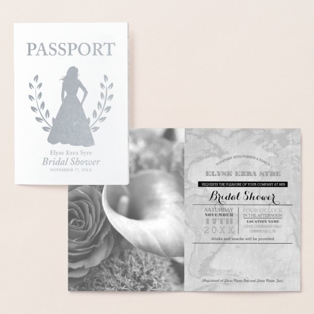 Bridal Shower passport silver foil Foil Card (Display)