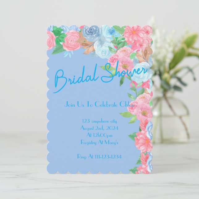 BRIDAL SHOWER PASTEL FLORAL INVITATION (Standing Front)