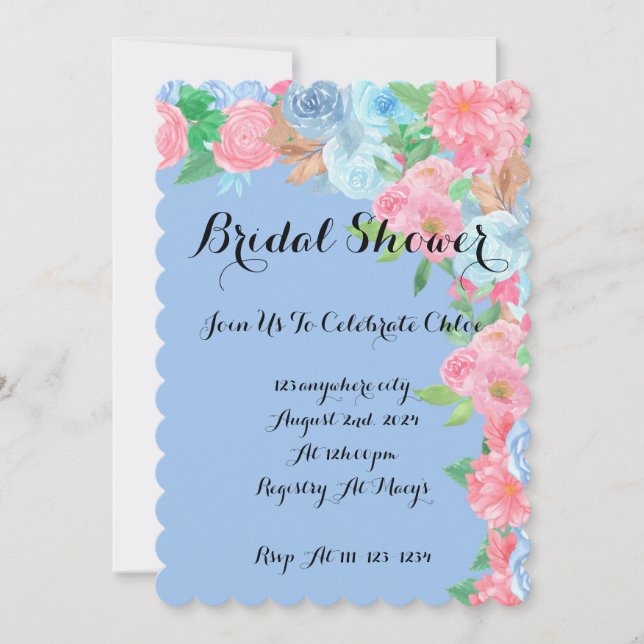 BRIDAL SHOWER PASTEL FLORAL INVITATION (Front)