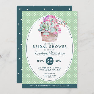 BRIDAL SHOWER   Pastel Watercolor Cactus Invitation