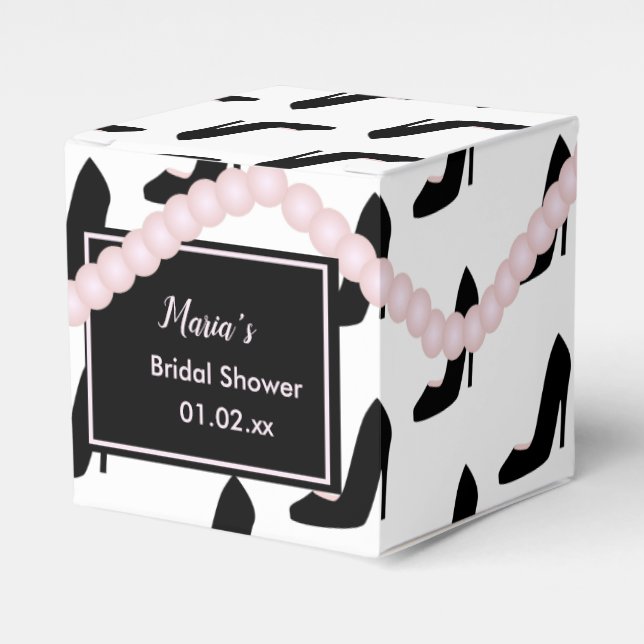 Bridal Shower Pearls and Heals Wedding Favour Box (Front Side)