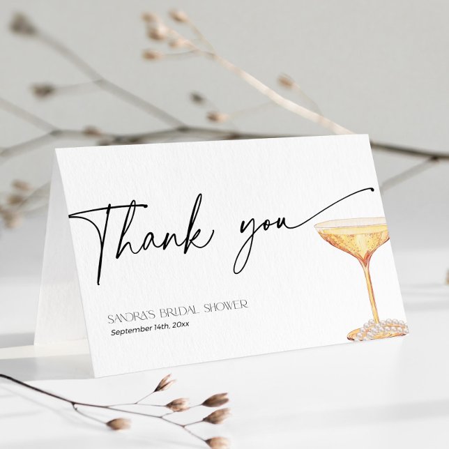 Bridal Shower Pearls and Prosecco Thank You Card (Creator Uploaded)