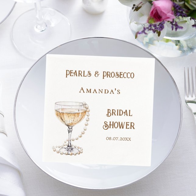Bridal shower pearls prosecco  napkin (Creator Uploaded)