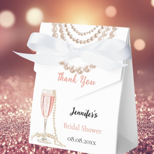 Bridal Shower pearls Prosecco pink bubbles Favour Box (Creator Uploaded)