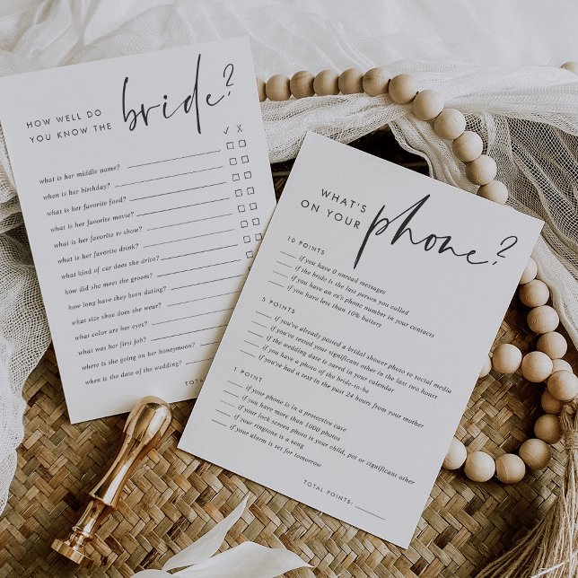 Bridal Shower Phone Game & Know the Bride Card (Creator Uploaded)