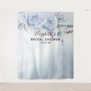 Bridal Shower Photo Backdrop Boho Floral Feathers Tapestry
