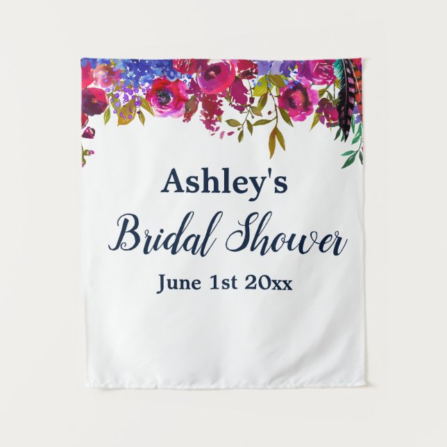 Bridal Shower Photo Booth Backdrop Botanical Prop Tapestry (Front)