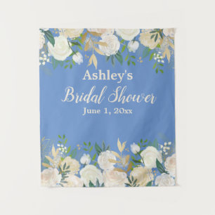 Bridal Shower Photo Booth Backdrop Periwinkle Gold Tapestry