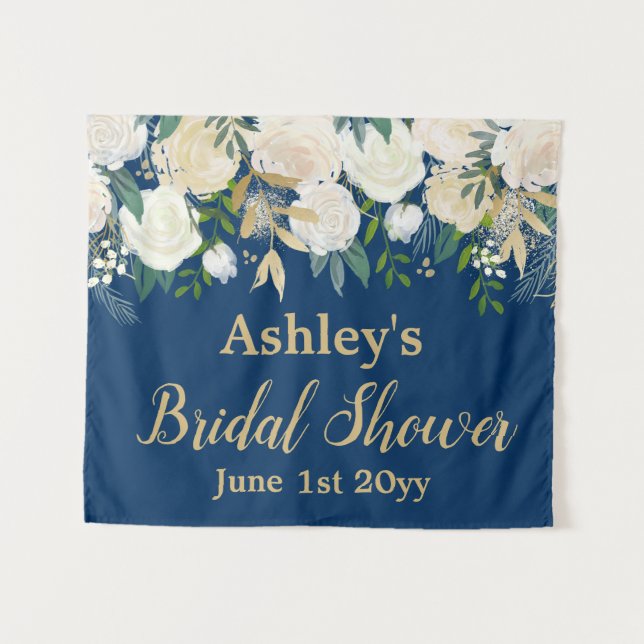 Bridal Shower Photo Booth Backdrop Photo Prop Gold Tapestry (Front (Horizontal))