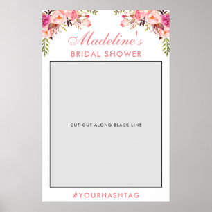 Bridal Shower Photo Booth Prop   Pink Blush Floral Poster