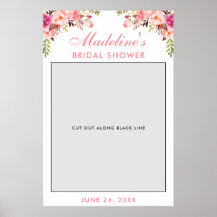 Bridal Shower Photo Booth Prop Pink Floral Poster