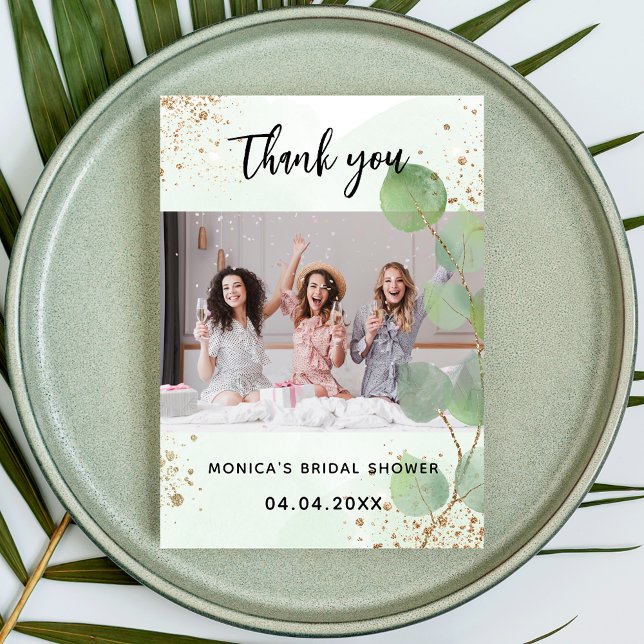 Bridal shower photo eucalyptus botanical thank you card (Creator Uploaded)