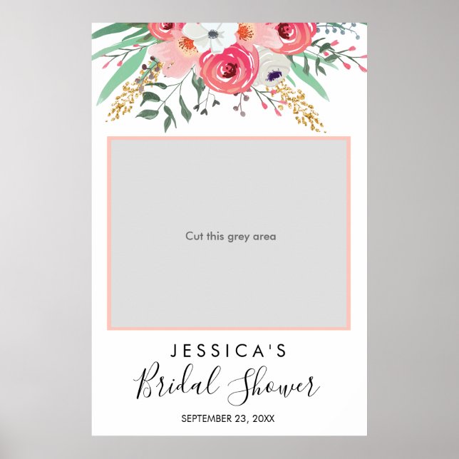 Bridal Shower Photo Prop Frame Floral Wedding Poster (Front)