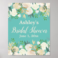 Bridal Shower Photo Prop Turquoise Gold