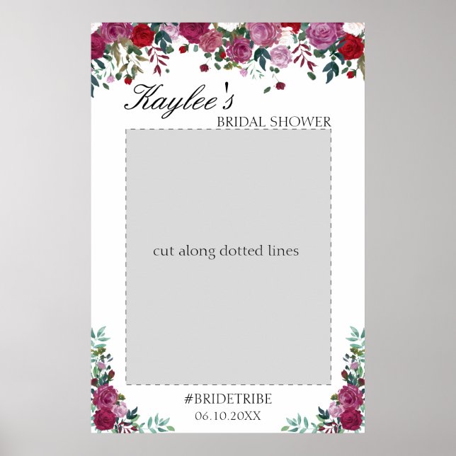 Bridal Shower Photo Prop | watercolor floral party Poster (Front)