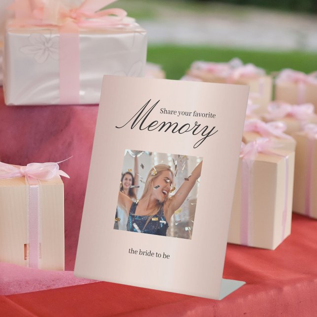  Bridal Shower photo rose gold share a memory Pedestal Sign (Creator Uploaded)