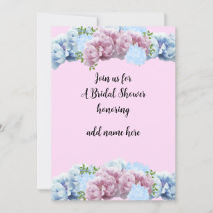 Bridal Shower Pink and Blue Floral Invitation