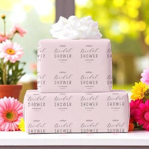 Bridal Shower Pink Black Script Chic Wrapping Paper